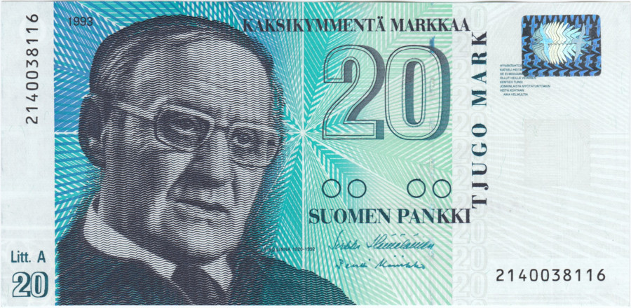 20 Markkaa 1993 Litt.A 2140038116